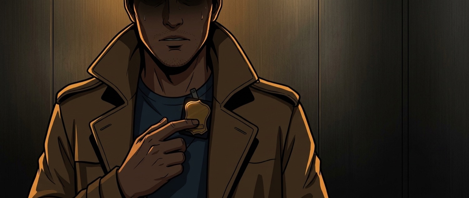 The man in a trench coat approaches the station